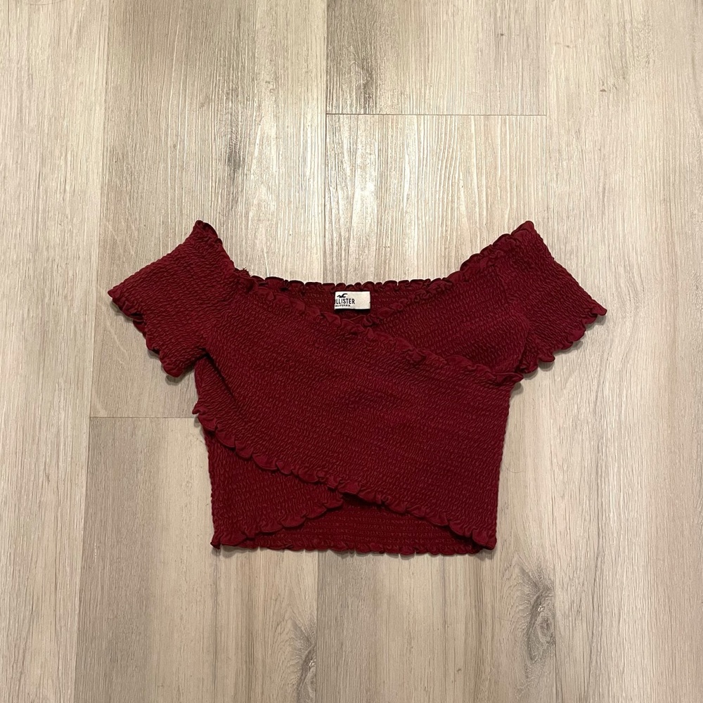 Hollister Burgundy Off Shoulder Top